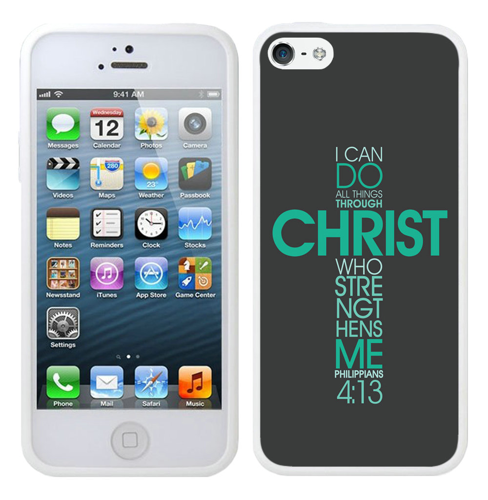 Bible Philippians Jesus Christ Christian White iPhone 5 5S Case - Click Image to Close